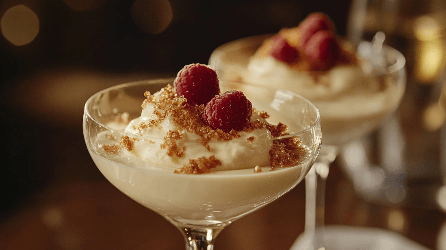 A spoon scooping into a ramekin of crème brûlée, revealing its creamy custard base beneath the caramelized sugar crust, served with fresh berries on the side.