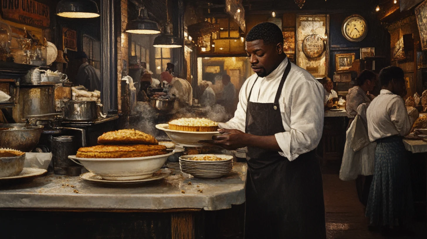 A slice of golden cornbread on a plate, highlighting its deep roots in African American and Southern cuisine.