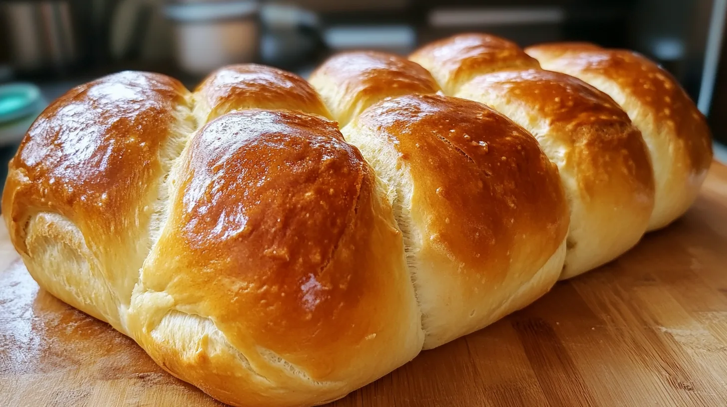 A freshly baked loaf of Cuban bread with a crisp golden crust and soft, airy interior, highlighting its distinct texture.