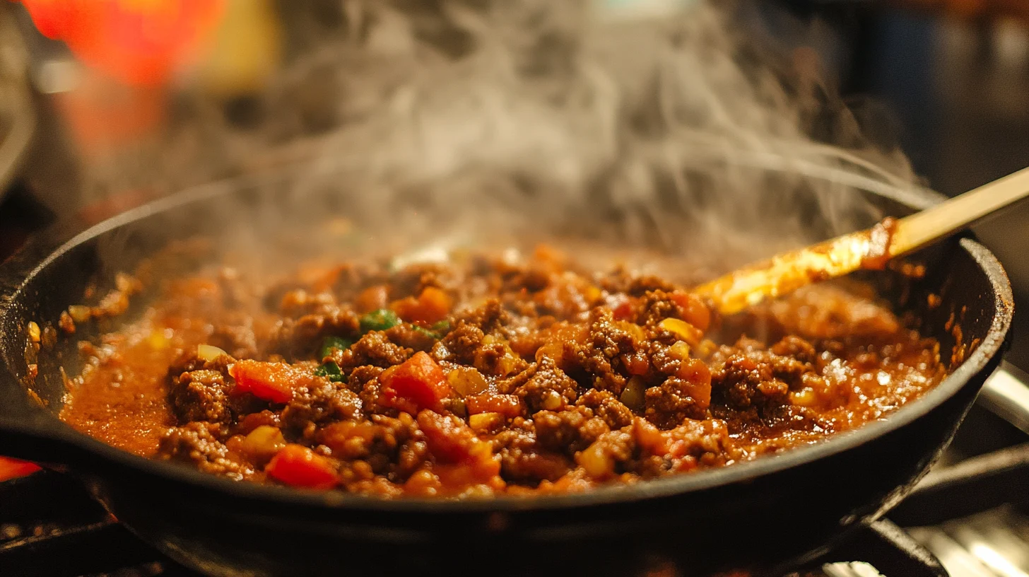 A side-by-side comparison of a classic sloppy joe with ground beef and a Sloppy Jane made with ground turkey, both served on toasted buns.