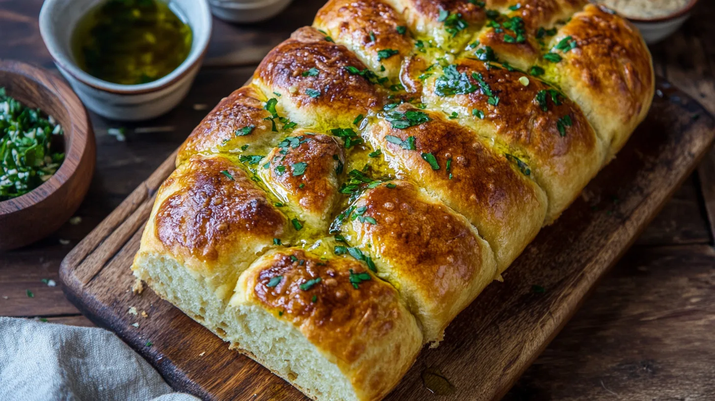 A freshly baked loaf of Cuban bread with a crisp golden crust and soft, airy interior, highlighting its distinct texture.