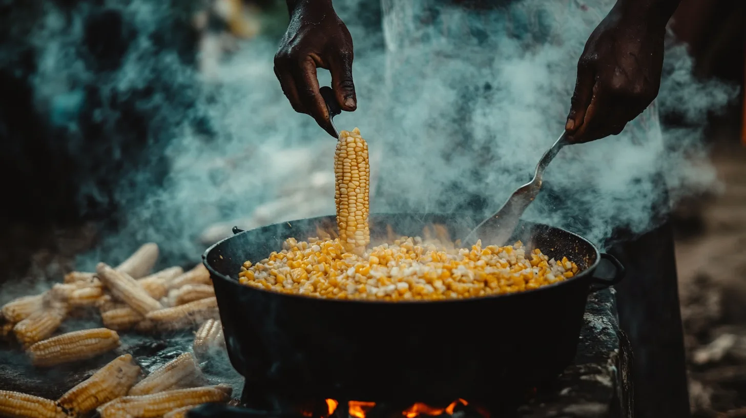 A slice of golden cornbread on a plate, highlighting its deep roots in African American and Southern cuisine.