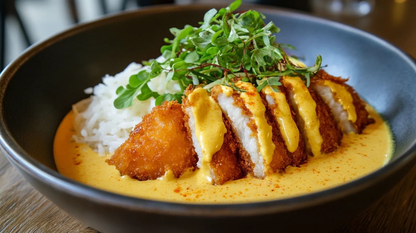 A side-by-side comparison of traditional Japanese curry and katsu curry, featuring rich curry sauce and a crispy breaded cutlet.