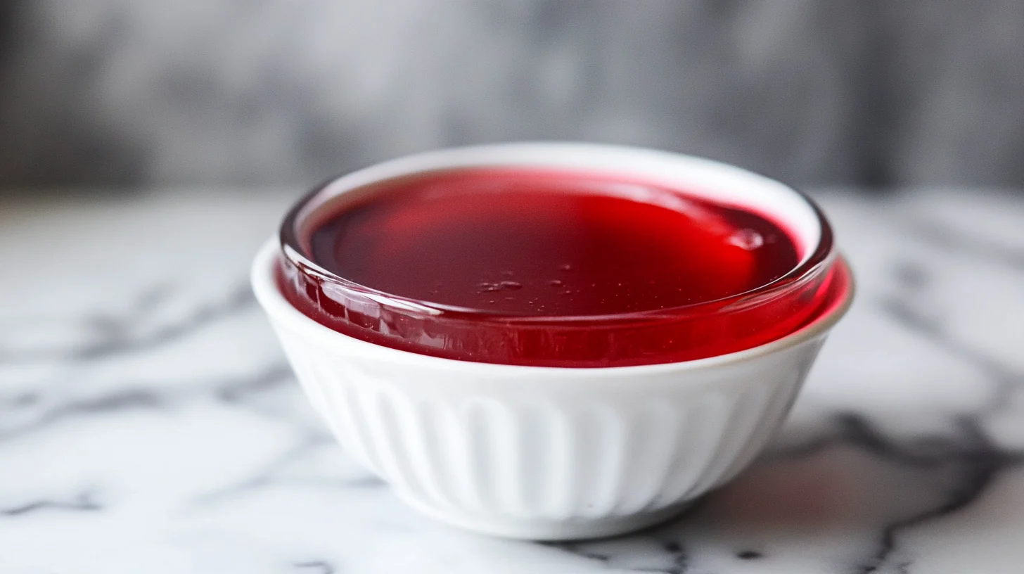 A jar of homemade cherry jelly with fresh cherries and a spoon, showcasing its rich color and smooth texture.