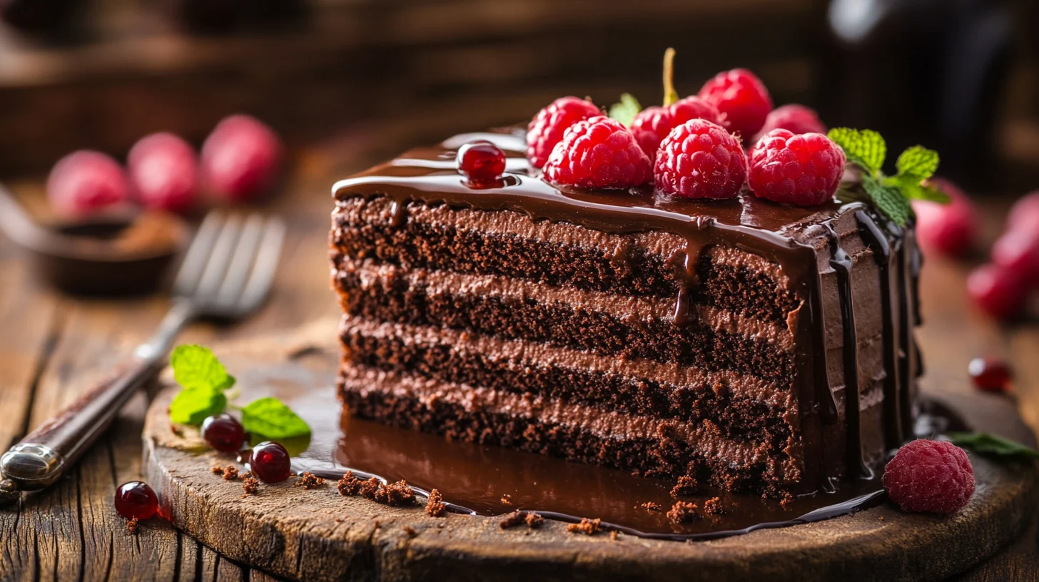 Moist and fluffy cake slice on a plate with a bottle of glycerine in the background, illustrating its role in baking.